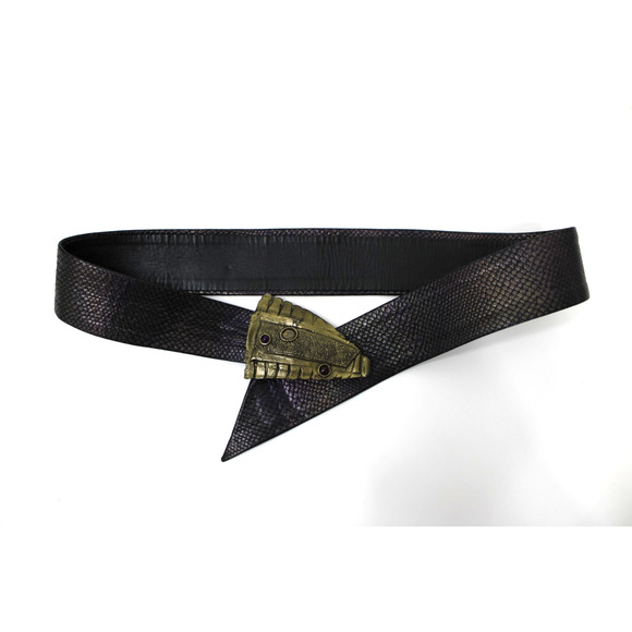 Vintage 1980s NINA GELARDI Adjustable Leather Waist Belt w/ Art Buckle *As Is* main image 9
